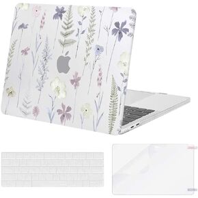 MOSISO Compatible with MacBook Pro 13 inch Case M2 2024, 2023, 2022-2016 A2338 M1 A2251 A2289 A2159 A1989 A1708 A1706, Plastic Meadow Floral Hard Shell Case&Keyboard Cover&Screen Protector,Transparent