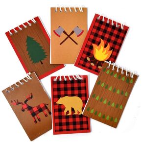 Gift Boutique 48 Count Woodland Camping Adventure Mini Notepads Forest Animal Themed Kids Birthday Party Favor Handouts Camper Traveling Explorer Campfire Bear Deer Lumberjack Spiral Notebook