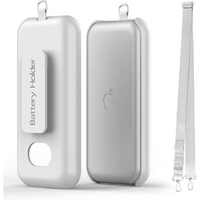 Portable Battery Case for Apple Vision Pro, White, Battery Holder Accessories with Belt Clip and Strap (no Battery)