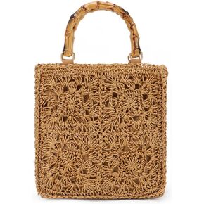 Straw Tote Bag for Women Summer Beach Handbags Crochet Purse Rattan Woven Straw Beach Bags Vacation Tote Bags