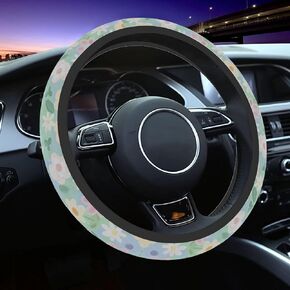 80s Bright Preppy Flowers Steering Wheel Cover Auto Anti-Slip Breathable Steering Wheel Protector, Floral Car Accessories for Women Universal Size 14.5-15 inch
