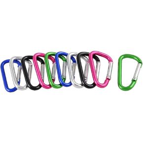uxcell Aluminum Carabiner Keychain Clip, 10 Pcs Colorful D Shaped Keyring Ring Spring Buckle Clip for Indoor Outdoor Use, Backpack Clip Snap Hooks Lock for Fishing Traveling, Hiking