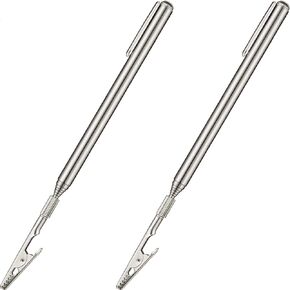 2 Pieces Telescoping Clip Telescopic Metal Wire Joint Clamp with Pen Clip Extendable for Mechanics Home Automobile Repairing Jewelry Fastening Picking Items (Range 8.27-36 Inch)