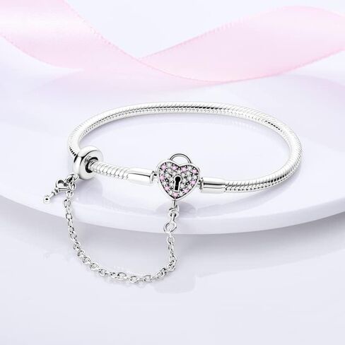 Silver Snake Chain Charm Bracelet Best Friend Heart Star Moon with Cubic Zirconia Jewelry Snake Chain Bracelet Gift for Woman Girl in Saudi Arabia