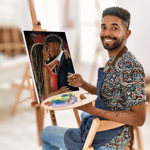 طقم الطلاء القماشي من nuberlic المرسوم مسبقًا للرسم للبالغين، DIY زوجين الحب الخطوط العريضة للطلاء للبالغين وحفلة رشفة لصالح عيد ميلاد عيد الحب هدية 8 × 10 بوصة قماش in Kuwait