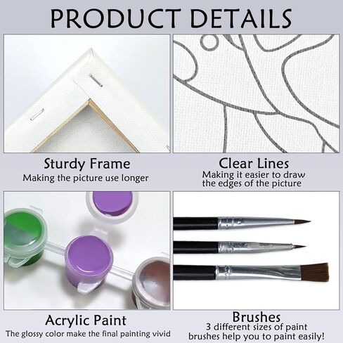 طقم الطلاء القماشي من nuberlic المرسوم مسبقًا للرسم للبالغين، DIY زوجين الحب الخطوط العريضة للطلاء للبالغين وحفلة رشفة لصالح عيد ميلاد عيد الحب هدية 8 × 10 بوصة قماش in Kuwait