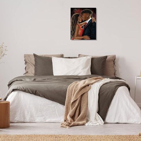 طقم الطلاء القماشي من nuberlic المرسوم مسبقًا للرسم للبالغين، DIY زوجين الحب الخطوط العريضة للطلاء للبالغين وحفلة رشفة لصالح عيد ميلاد عيد الحب هدية 8 × 10 بوصة قماش in Kuwait