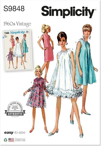 Simplicity Misses' Vintage 1960's Sheath Dresses Sewing Pattern Packet, Sizes 18-20-22-24-26, Multicolor in Saudi Arabia