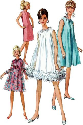 Simplicity Misses' Vintage 1960's Sheath Dresses Sewing Pattern Packet, Sizes 18-20-22-24-26, Multicolor in Saudi Arabia