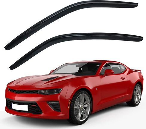 Lightronic WV92341 Outside-Mount Side Window Deflectors & Visors Rain Guards, Dark Smoke, 2-Pieces Set, Fits 2010-2024 Chevrolet Camaro Coupe (Excludes Convertible) in Saudi Arabia