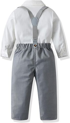 Toddler Dress Suits Baby Boys Clothes Sets Bowtie Shirts Suspenders Pants 4pcs Gentleman Outfits Suit 6 Month 6 Years in Kuwait