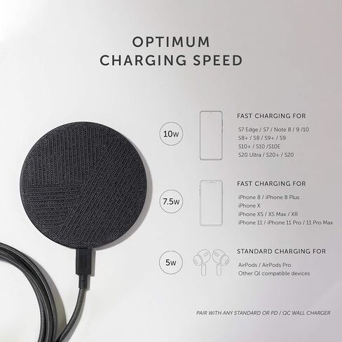 Native Union Drop Marquetry-High Speed Wireless Charger[Qi Certified] 10W Fast Wireless Charging Pad-Crafted with Genuine Italian Leather Compatible with iPhone12 /12Pro /12Pro Max /12mini (Rose) in Saudi Arabia