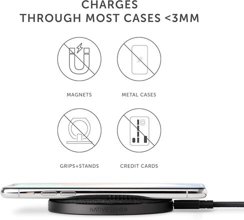 Native Union Drop Marquetry-High Speed Wireless Charger[Qi Certified] 10W Fast Wireless Charging Pad-Crafted with Genuine Italian Leather Compatible with iPhone12 /12Pro /12Pro Max /12mini (Rose) in Saudi Arabia