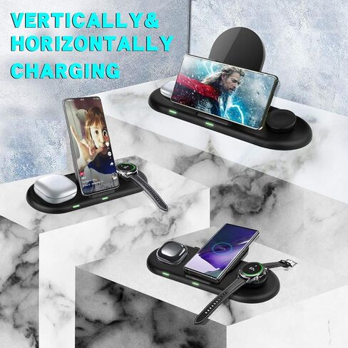 محطة شحن سامسونج، شاحن لاسلكي قابل للطي لهاتف Samsung Galaxy S24 Ultra/S24+/S24/S23+/S23/S22+/S22/Z Fold 5/Z Flip 5/Note 20، لساعة Samsung 6/6 Classic/5/5 Pro، سماعات جالاكسي 2 برو/2 in Kuwait
