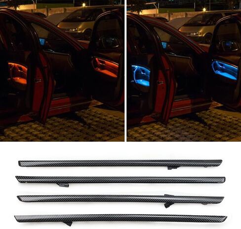 Car Interior Door LED Lighting Ambient Light Trim Strip Accessories for BMW 3 Series F30 F31 320i 328i 330i 335i 340i Door Two-Color Atmosphere Lamp Replacement Cover (Carbon Fiber Color) in Saudi Arabia