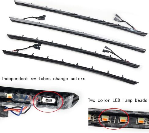 Car Interior Door LED Lighting Ambient Light Trim Strip Accessories for BMW 3 Series F30 F31 320i 328i 330i 335i 340i Door Two-Color Atmosphere Lamp Replacement Cover (Carbon Fiber Color) in Saudi Arabia