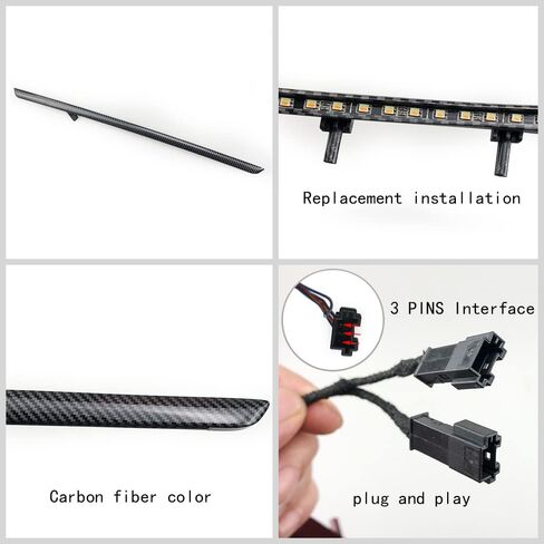 Car Interior Door LED Lighting Ambient Light Trim Strip Accessories for BMW 3 Series F30 F31 320i 328i 330i 335i 340i Door Two-Color Atmosphere Lamp Replacement Cover (Carbon Fiber Color) in Saudi Arabia