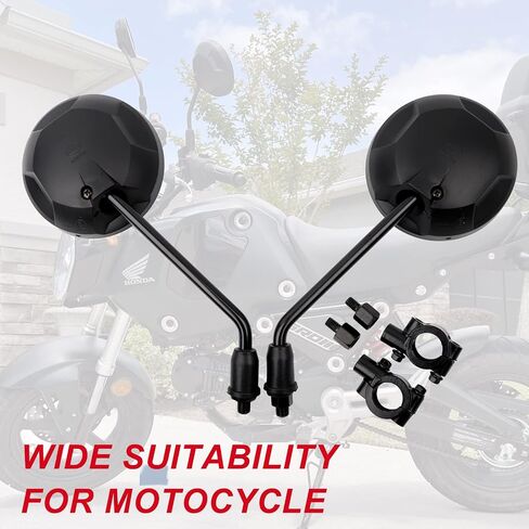 Round Rearview Mirrors X Type with M8 M10 Bolt,Handle Bar Mount Fit for Honda Grom MSX125 2013-2022 CMX 300 500 Rebel 2017-2022 Monkey 125 Motocycle Mirrors Black in Saudi Arabia