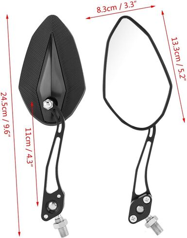 زوج واحد من مرآة الرؤية الجانبية للدراجة النارية، ملحقات مرآة الرؤية الخلفية من الألومنيوم قابلة للتعديل من Keenso، مرايا جانبية للرؤية الخلفية للدراجة النارية سكوتر 10 مم 8 مم (أسود) in Kuwait