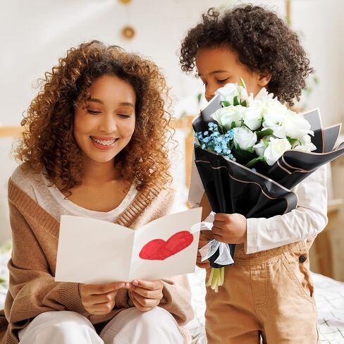 Fainne 40 Pcs Mothers Day Pure Color Flower Wrapping Paper Gold Edge Florist Bouquet Supplies Waterproof Gift Floral Paper Florist Paper Flower Bouquet Wrap, 22.8 x 22.8 in(Black) in Saudi Arabia