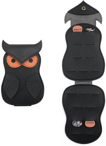 Leather Owl Guitar Pick Case, 18 Picks Storage Pouch Box In Night Owl Design, Portable Chic Accessory Bass Pick Organizer for Electric Guitar Lovers (Black) in Saudi Arabia