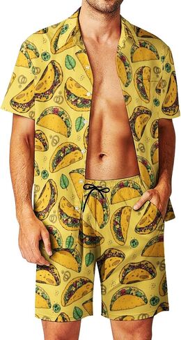 Men's 2 Piece Tracksuit funny hawaiian shirts for men Button Down Shirt Shorts rave Outfits With Bucket Hats in Saudi Arabia