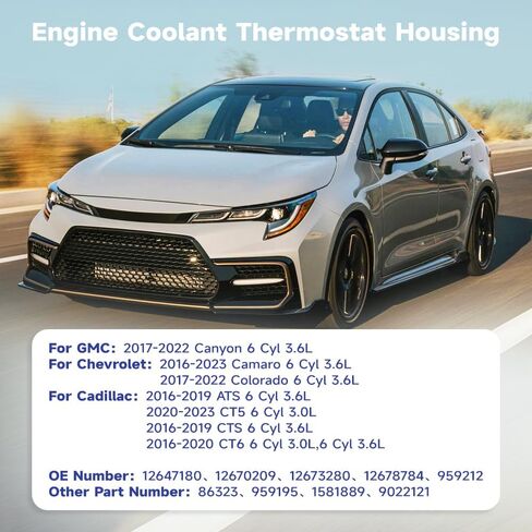 مجموعة مبيت ترموستات من الألومنيوم متوافقة مع كاديلاك ATS/CT5/CT6/CTS، تشيفي كامارو/كولورادو، جي إم سي كانيون 3.0 لتر 3.6 لتر، استبدال 15-81889 12678784 in Kuwait
