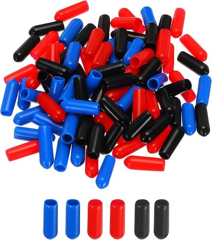 90 قطعة من أغطية نهاية مطاطية من Uxcell مقاس 1.5 مم معرف الفينيل PVC أنبوب دائري غطاء غطاء مسمار لولبي، أسود أحمر أزرق in Saudi Arabia