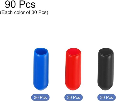 90 قطعة من أغطية نهاية مطاطية من Uxcell مقاس 1.5 مم معرف الفينيل PVC أنبوب دائري غطاء غطاء مسمار لولبي، أسود أحمر أزرق in Saudi Arabia