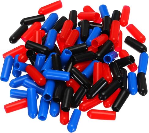 90 قطعة من أغطية نهاية مطاطية من Uxcell مقاس 1.5 مم معرف الفينيل PVC أنبوب دائري غطاء غطاء مسمار لولبي، أسود أحمر أزرق in Saudi Arabia
