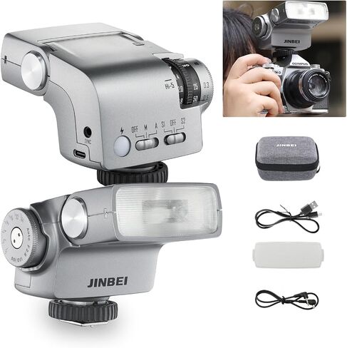 ومضات كاميرا JINBEI 25Ws Hi-5 الرجعية، Speedlite GN16 مع أوضاع حساسة للصور S1/S2، CCT 6000K±200K، مدمج لكاميرات Sony Canon Nikon Fuji Olympus Hot Shoe in Saudi Arabia