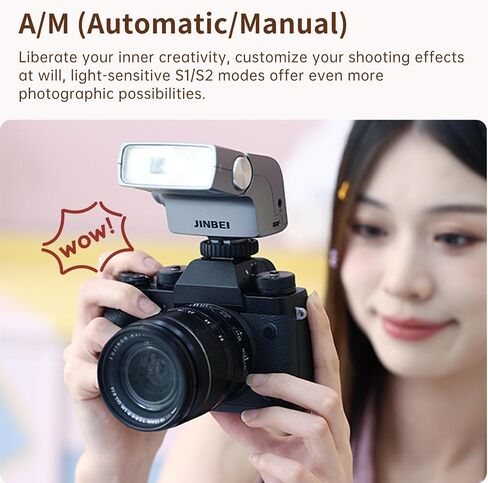 ومضات كاميرا JINBEI 25Ws Hi-5 الرجعية، Speedlite GN16 مع أوضاع حساسة للصور S1/S2، CCT 6000K±200K، مدمج لكاميرات Sony Canon Nikon Fuji Olympus Hot Shoe in Saudi Arabia