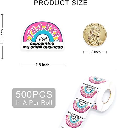 Cute Small Business Stickers,Funny Thanks for Supporting My Small Business Rainbow Business Stickers,Thank You Stickers,Packaging Stickers, Mail Envelopes Shipping Stickers for Small Business,500 PC in Kuwait