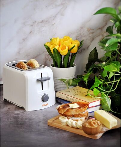 إيموسا USA GAU-80120W محمصة خبز كهربائية أساسية شريحتين 800 واط، أبيض in Kuwait