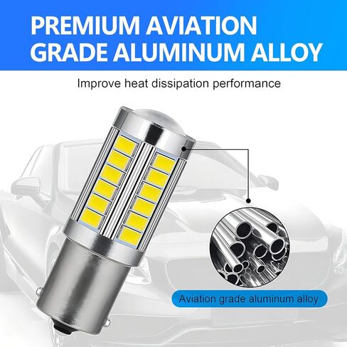 gunhunt Pack-4 Car Led Lights, Turn Signal Lights, 6500K Light Set, 33SMD High Brightness Tail Lights, Automotive Bulb Replacements, Universal for Most Cars, Trucks (White #1156) in Saudi Arabia