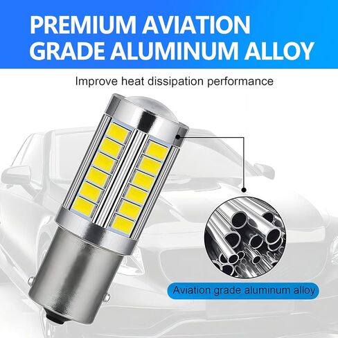 gunhunt Pack-4 Car Led Lights, Turn Signal Lights, 6500K Light Set, 33SMD High Brightness Tail Lights, Automotive Bulb Replacements, Universal for Most Cars, Trucks (White #1156) in Saudi Arabia