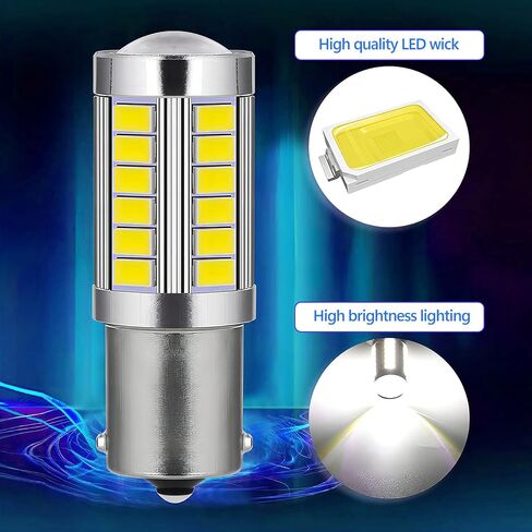 gunhunt Pack-4 Car Led Lights, Turn Signal Lights, 6500K Light Set, 33SMD High Brightness Tail Lights, Automotive Bulb Replacements, Universal for Most Cars, Trucks (White #1156) in Saudi Arabia