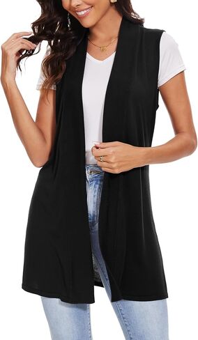 Spicy Sandia Women's Long Knit Cardigan Vest Sleeveless Open Front Casual Sweater Duster 2024 Fashion in Kuwait