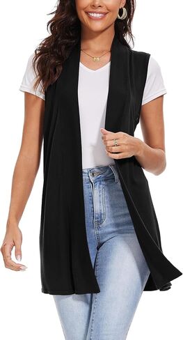 Spicy Sandia Women's Long Knit Cardigan Vest Sleeveless Open Front Casual Sweater Duster 2024 Fashion in Kuwait