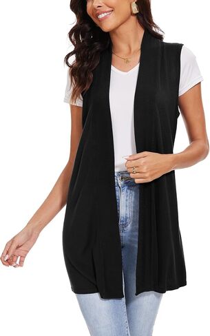 Spicy Sandia Women's Long Knit Cardigan Vest Sleeveless Open Front Casual Sweater Duster 2024 Fashion in Kuwait