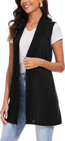 Spicy Sandia Women's Long Knit Cardigan Vest Sleeveless Open Front Casual Sweater Duster 2024 Fashion in Kuwait