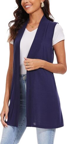 Spicy Sandia Women's Long Knit Cardigan Vest Sleeveless Open Front Casual Sweater Duster 2024 Fashion in Kuwait