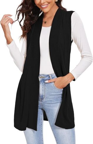 Spicy Sandia Women's Long Knit Cardigan Vest Sleeveless Open Front Casual Sweater Duster 2024 Fashion in Kuwait