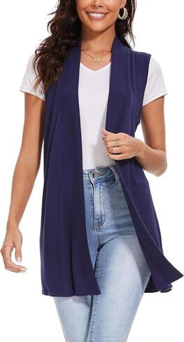 Spicy Sandia Women's Long Knit Cardigan Vest Sleeveless Open Front Casual Sweater Duster 2024 Fashion in Kuwait