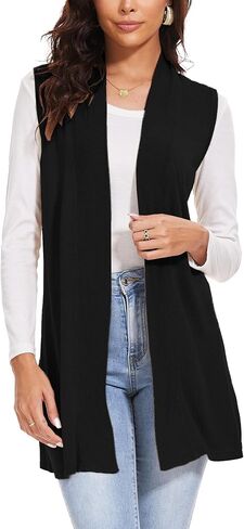 Spicy Sandia Women's Long Knit Cardigan Vest Sleeveless Open Front Casual Sweater Duster 2024 Fashion in Kuwait