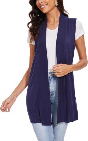 Spicy Sandia Women's Long Knit Cardigan Vest Sleeveless Open Front Casual Sweater Duster 2024 Fashion in Kuwait