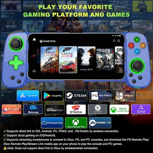 Koiiko Wireless Controller for iPhone 17/Android/PC/iPad/Tablet/Appl Arcade MFi Games/Switch, Support Streaming on PS/Xbox/PC Console, Cloud Gaming Gamepad Joystick - Turbo/Dual Motors Black in Kuwait