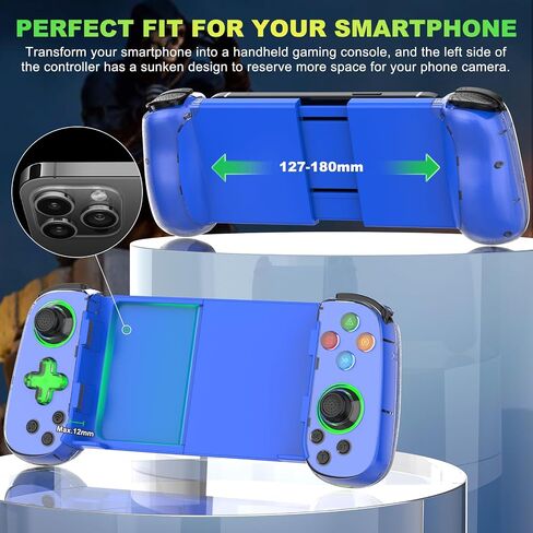 Koiiko Wireless Controller for iPhone 17/Android/PC/iPad/Tablet/Appl Arcade MFi Games/Switch, Support Streaming on PS/Xbox/PC Console, Cloud Gaming Gamepad Joystick - Turbo/Dual Motors Black in Kuwait