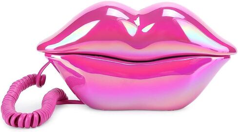 Fashionable Lip Telephone, Rose Red Electroplating Flocking Retro Sexy Home Phone, Mouth Corded Landline Telephone for Decoration Girls Gift in Saudi Arabia