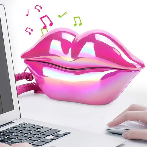 Fashionable Lip Telephone, Rose Red Electroplating Flocking Retro Sexy Home Phone, Mouth Corded Landline Telephone for Decoration Girls Gift in Saudi Arabia
